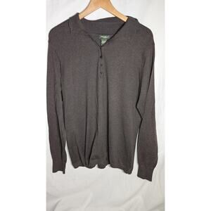 Eddie Bauer Mens Henley Sweater Sz XLT Brown Mock Neck‎ minimalist Classic